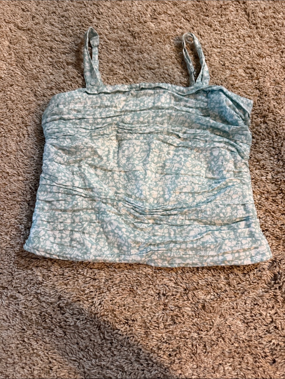 abercrombie kids Mint Floral Ruched Tank Top